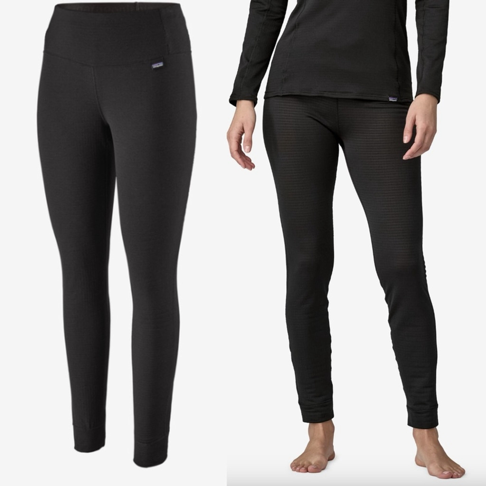 Patagonia Black Capilene Thermal Weight Baselayer Bottoms Pants Outdoor, Sz L